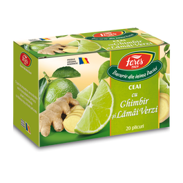 Ceai cu Ghimbir si lamai verzi, 20 plicuri, Fares