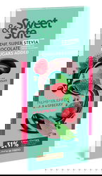 Ciocolata amaruie cu indulcitor natural de stevia Sweet&Safe, seminte de canepa, zmeura, 90 g, Sly Nutritia - Produse fara zahar (1)