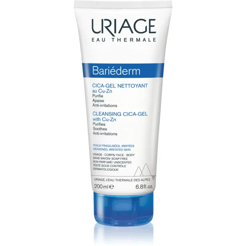 Uriage Bariéderm Cica Cleansing Gel with Copper-Zinc gel calmant de curatare pe pielea crapata 200 ml