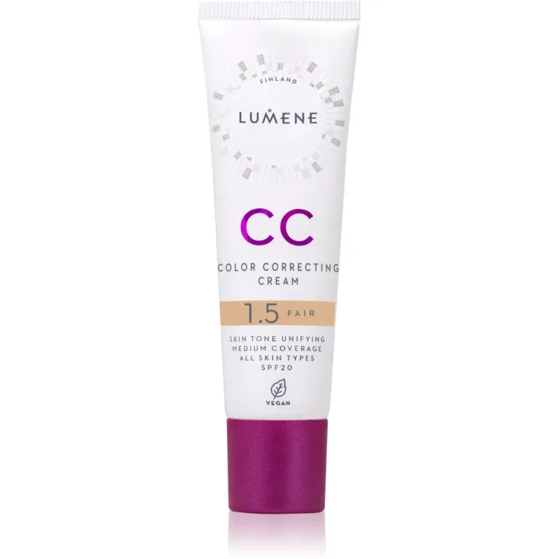 Lumene CC Color Correcting Cream Crema CC pentru un ten uniform SPF 20 culoare 1.5 Fair 30 ml