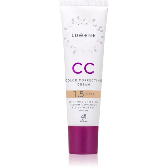 Lumene CC Color Correcting Cream Crema CC pentru un ten uniform SPF 20 culoare 1.5 Fair 30 ml