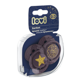 Suzeta din silicon Dynamic Stardust violet pentru 0-3 luni, 2 bucati, Lovi