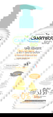 Sampon si gel dus delicat pentru beleusi, fara parfum, cu extract de caise BIO, 500ml, Carryboo