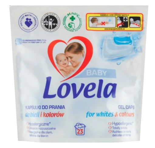 Detergent capsule pentru rufe albe si colorate, 23 capsule, Lovela Baby