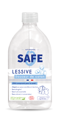 Detergent bio pentru rufe cu parfum de bumbac fara alergeni, 1000ml, Safe