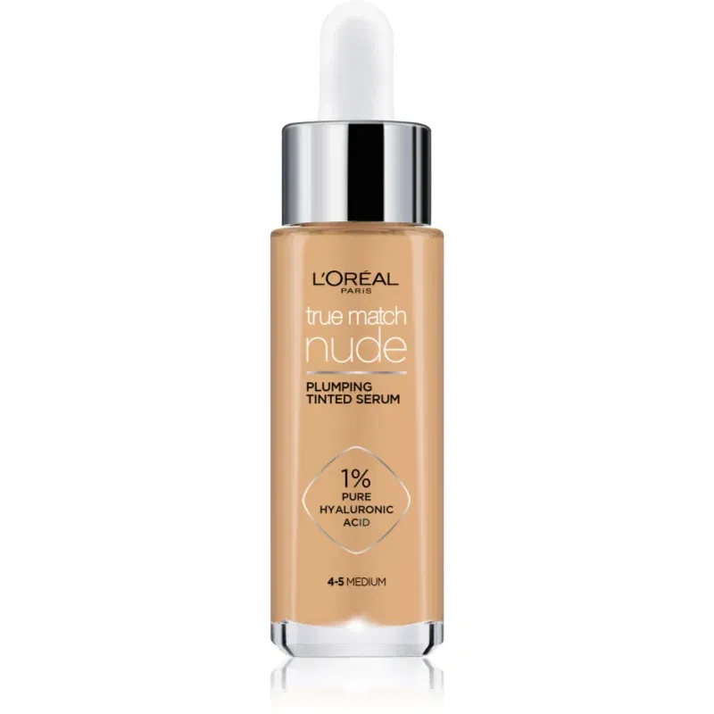 L’Oréal Paris True Match Nude Plumping Tinted Serum ser pentru uniformizarea nuantei tenului culoare 4-5 Medium 30 ml