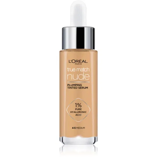 L’Oréal Paris True Match Nude Plumping Tinted Serum ser pentru uniformizarea nuantei tenului culoare 4-5 Medium 30 ml