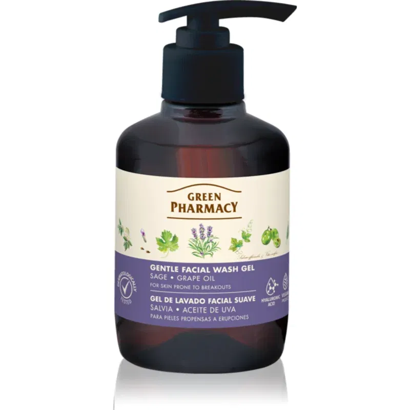 Green Pharmacy Sage & Thyme Face Wash gel de curățare delicat pentru pielea predispusa la iritatii 270 ml