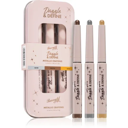Barry M Dazzle & Define Metallic Crayon creion metalic pentru ochi ambalaj economic 3 x 1,4 g