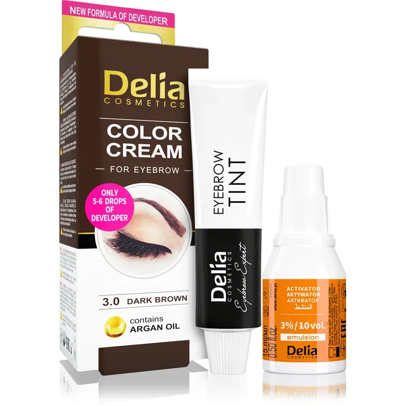 Delia Cosmetics Argan Oil culoare pentru sprancene culoare 3.0 Dark Brown 15 ml