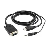 Cablu GEMBIRD A-HDMI-VGA-03-6, HDMI - VGA/Jack 3.5mm, 1.8m, Full HD/60Hz (Negru)