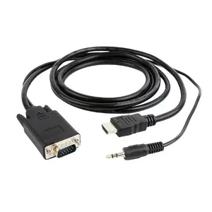 Cablu GEMBIRD A-HDMI-VGA-03-6, HDMI - VGA/Jack 3.5mm, 1.8m, Full HD/60Hz (Negru)