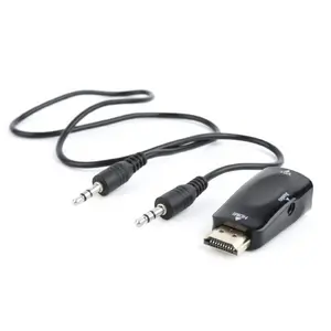 Adaptor GEMBIRD A-HDMI-VGA-02, HDMI - VGA + Jack 3.5mm, Full HD/60Hz (Negru)