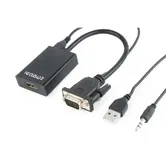 Adaptor GEMBIRD A-VGA-HDMI-01, VGA/Jack 3.5mm - HDMI, 15cm, Full HD/60Hz (Negru)