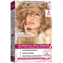 Vopsea de par permanenta Excellence Creme 8 Blond Deschis, 192ml, L'Oreal Paris