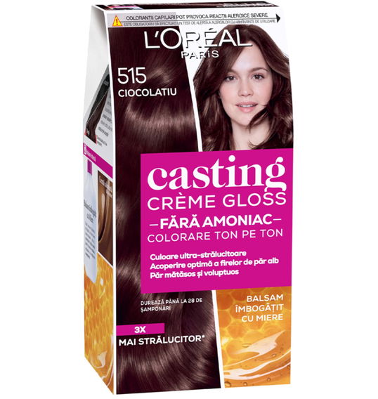 Vopsea de par semi-permanenta fara amoniac Casting Creme Gloss 515 Ciocolatiu, 180ml, L`Oreal Paris