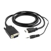 Cablu GEMBIRD A-HDMI-VGA-03-10, HDMI - VGA/Jack 3.5mm, 3m, Full HD/60Hz (Negru)