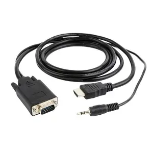 Cablu GEMBIRD A-HDMI-VGA-03-10, HDMI - VGA/Jack 3.5mm, 3m, Full HD/60Hz (Negru)