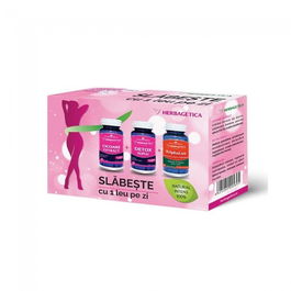 Pachet Slabire Cicoare 60cps +Detox Suplu 60cps +Triphalax 60ps, Herbagetica