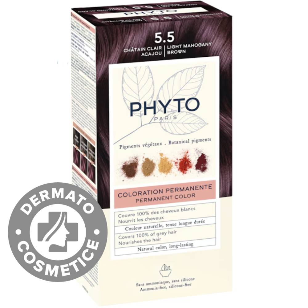 Vopsea par 5.5 Light Mohangany Brown Phytocolor, 50ml, Phyto