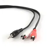 Cablu audio Gembird CCA-458/0.2, Jack 3.5mm 3 pini tata - 2 x RCA tata, 20 cm