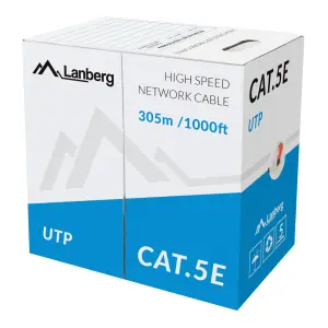 Rola cablu UTP Lanberg 42762, cat5e, lungime 305m, AWG 24, 100 MHz, solid CCA
