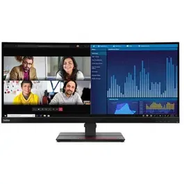 Monitor IPS LED Lenovo ThinkVision 34.1" P34w-20, WQHD (3440 x 1440), HDMI, DisplayPort, Ecran curbat, Boxe (Negru)