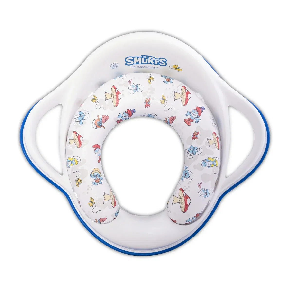 Reductor moale pentru toaleta, cu manere, Lorelli, Strumfi White