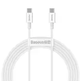 Cablu de date Baseus Superior CATYS-C02, USB-C - USB-C, QC, 100W, 5A, 2 m, Alb