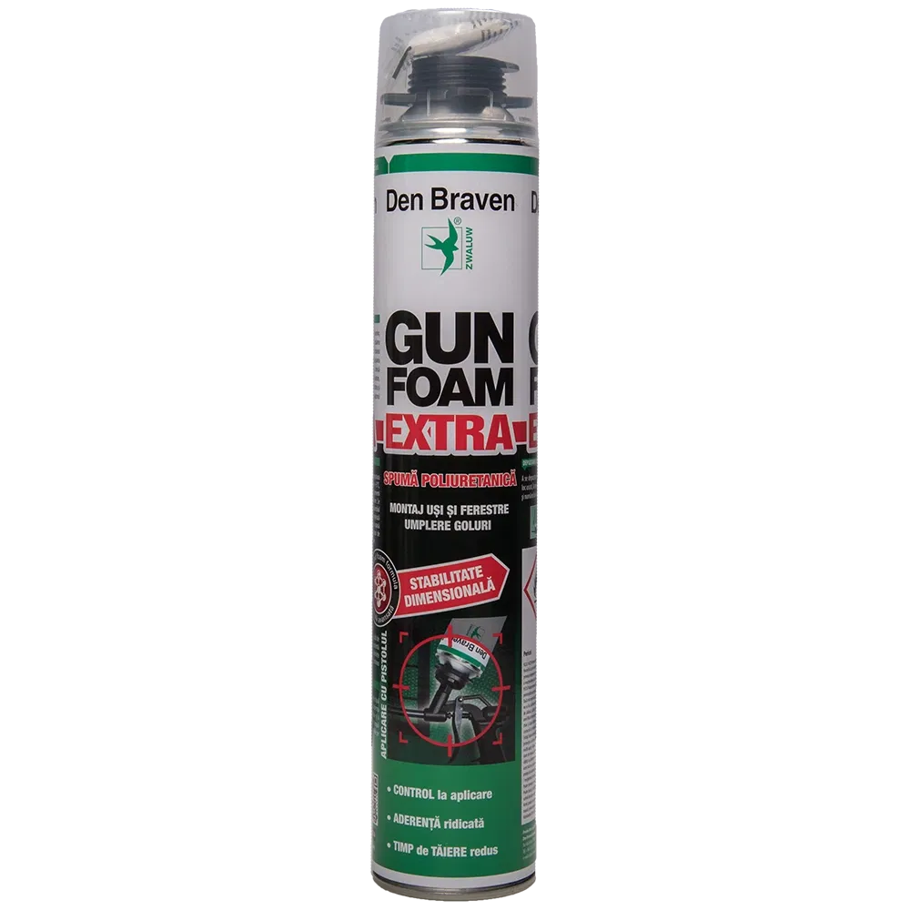 Spuma poliuretanica Den Braven Gun Foam Extra, aplicare cu pistol, 750 ml