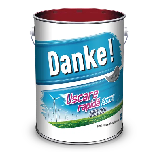 Email Danke uscare rapida, pentru metal, lemn, zidarie, exterior/interior, gri metal, lucios, 4 l