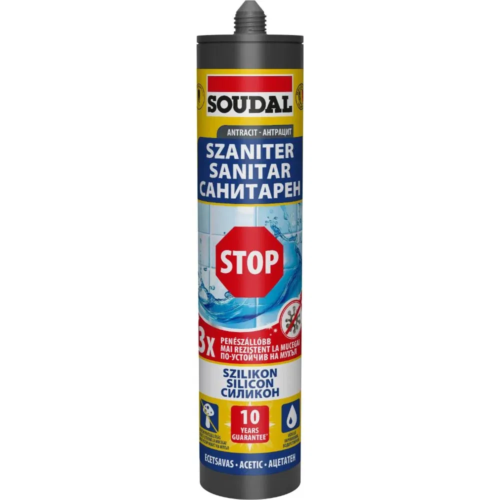 Silicon sanitar Soudal Stop, antracit , 280 ml