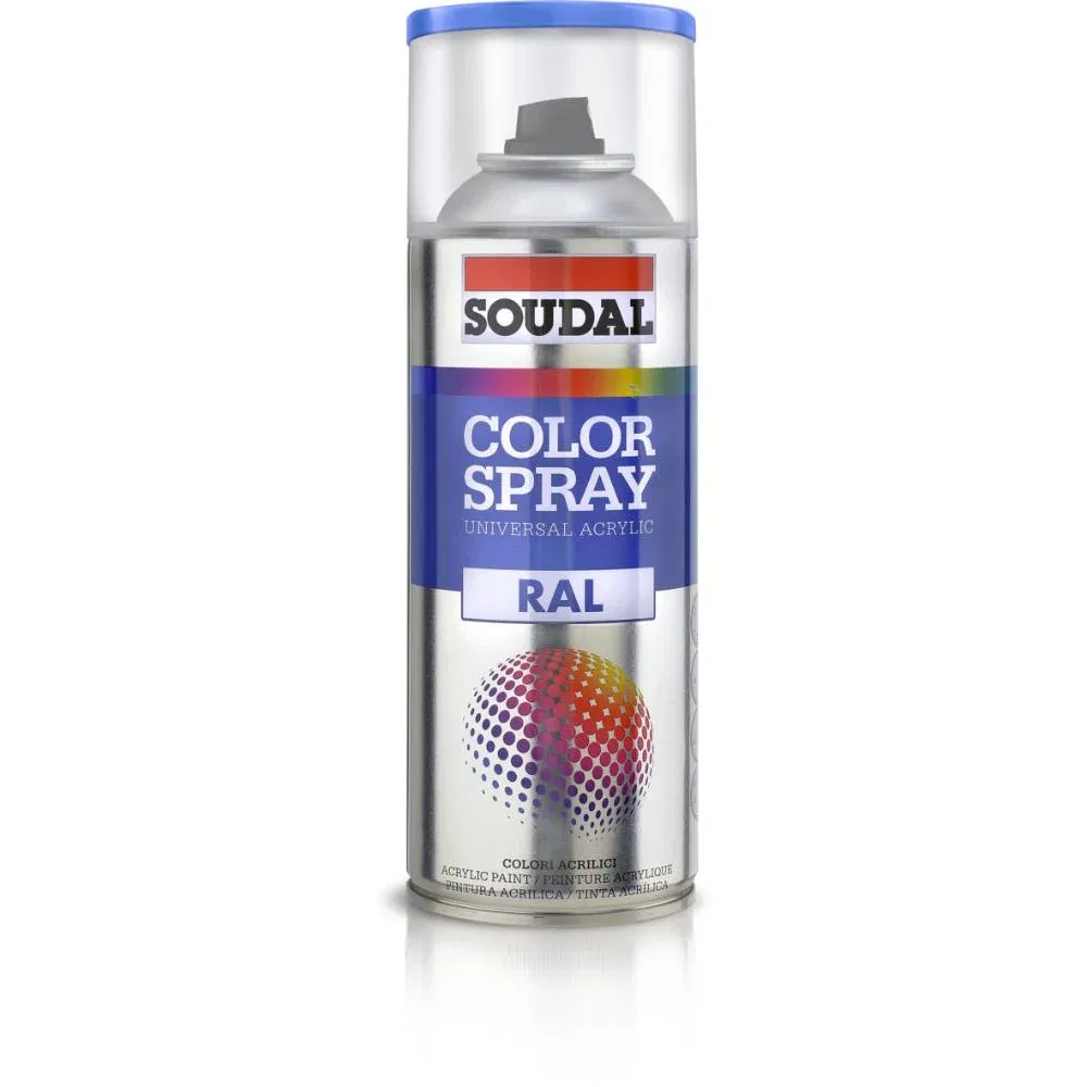 Vopsea spray acrilica pentru metal / plastic / lemn Soudal Color Spray, visiniu RAL 3003, lucios, interior/exterior, 400 ml