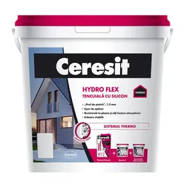 Tencuiala decorativa cu silicon Ceresit Hydro Flex, aspect praf de piatra, granulatie 1.5 mm, interior/exterior, Etna 1 25 kg