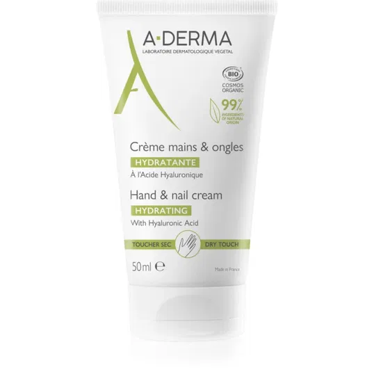 A-Derma Essentials Hand & Nail Cream cremă hidratantă pentru mâini și unghii cu acid hialuronic 50 ml