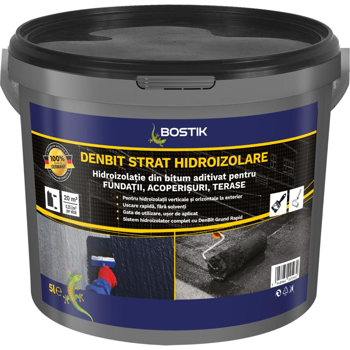 Membrana lichida hidroizolanta Bostik Denbit, maro inchis, 5 l